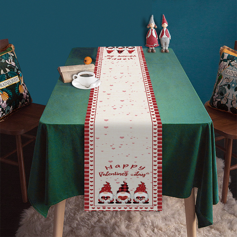 Transfronterizo nuevo día de San Valentín camino de mesa Lino impreso mantel hogar Decoración sofá fiesta Festival atmósfera Decoración