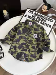 New Spring Boys' Camo Shirt Kids Boys Girls Long Sleeve Trendy High-End Pattern Shirt Casual