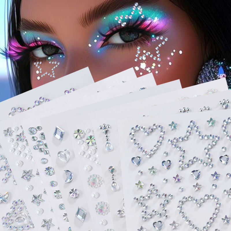 Foreign Trade Acrylic Diamond Face Stickers European and American Face Makeup Stage Diamond Stickers Decorative Gemstone Stickers Self-Adhesive Diamond Stickers Foreign Trade Acrylic Diamond Face Stickers European and American Face Makeup Stage Diamond Stickers Decorative Gemstone Stickers Self-Adhesive Diamond Stickers
