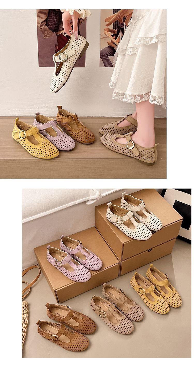 French-style Mary Jane For Women, 2026 Summer Collection, Round Toe, Shallow Cut, Hollowed-out, Breathable, Comfortable,_vogvips.com