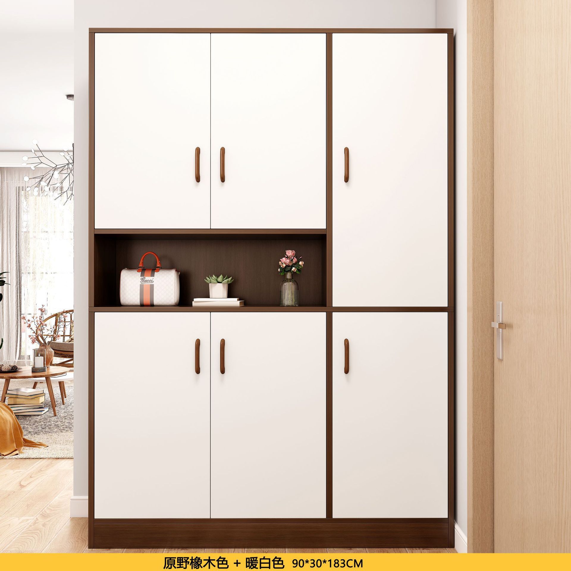 [그리드가 있는 새로운 6도어] 와일드오크 컬러 90cm