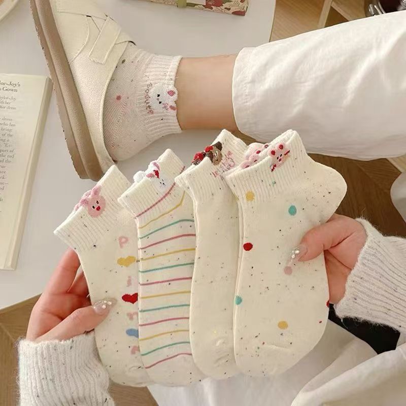 Cartoon Bunny Breathable Short Socks for Women, Spring and Summer, Trendy Ins Style, Shallow Cut, Short Tube Socks Cartoon Bunny Breathable Short Socks for Women, Spring and Summer, Trendy Ins Style, Shallow Cut, Short Tube Socks
