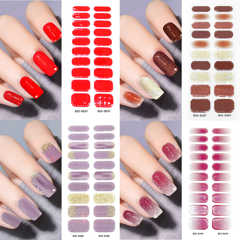 Cross-border net red 20 refers to Europe and the United States gel nail stickers bronzing waterproof UV semi-curing nail glue nail stickers wholesale