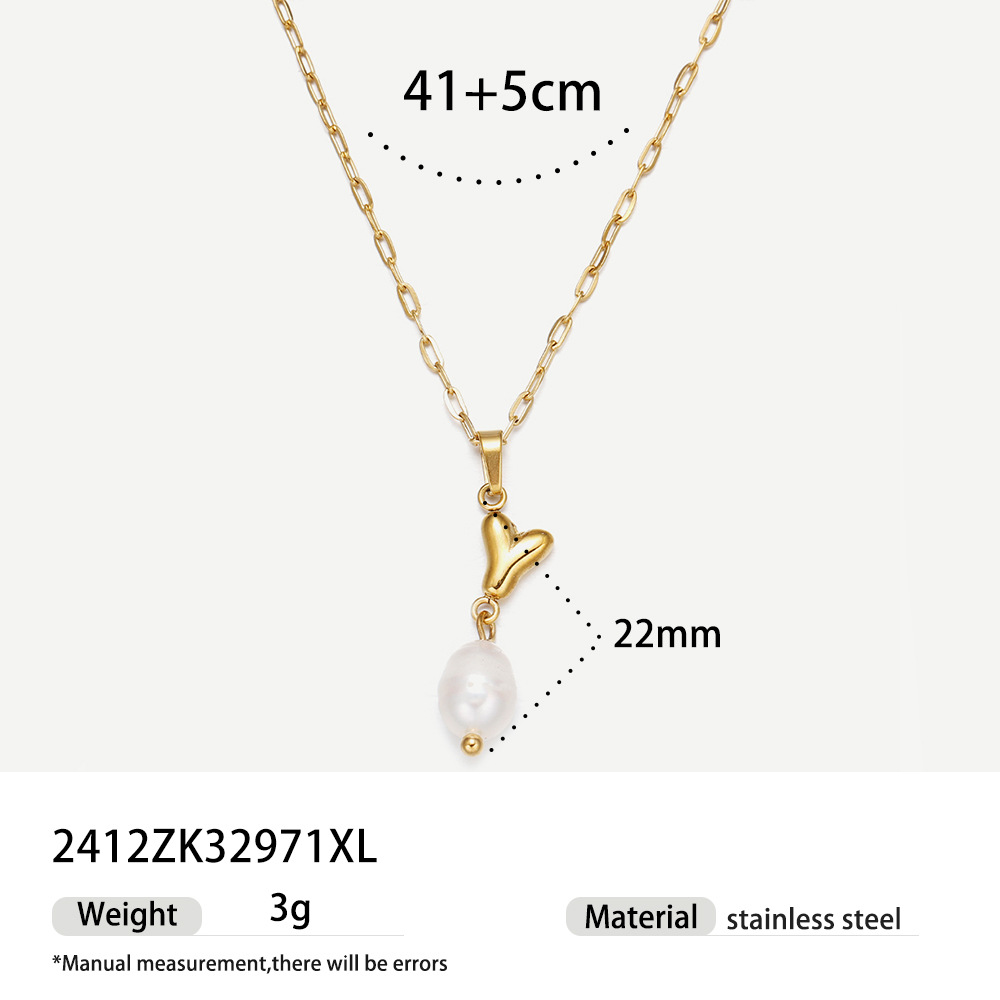 TENA collar de acero inoxidable de perlas verdaderas simplista de alto nivel nicho de diseño de acero de titanio collar de collar para mujeres image 47