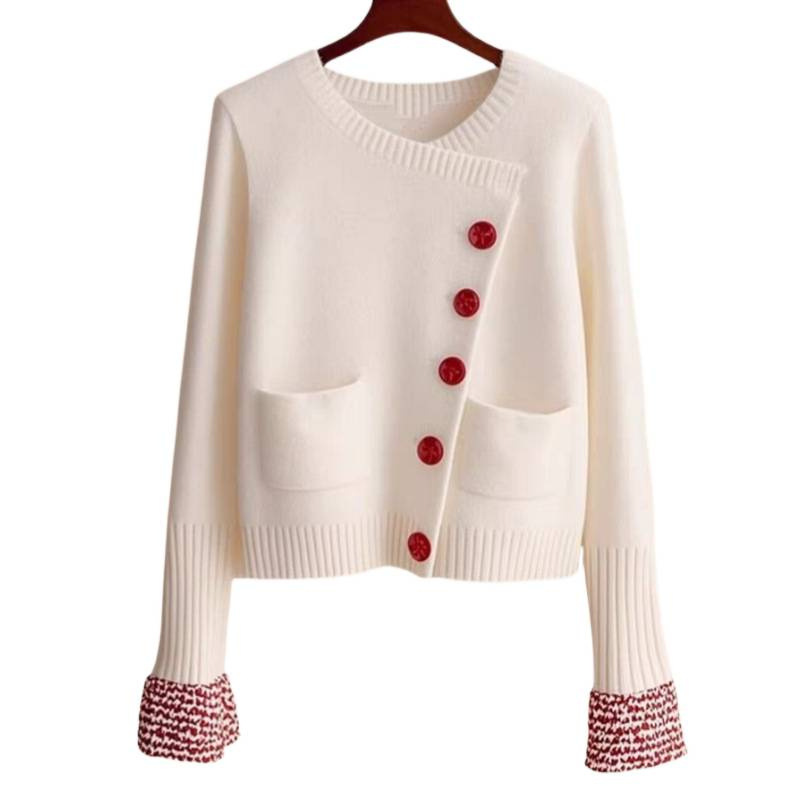 Otoño y invierno nuevo tipo de explosión suelta y suave con gorra con gorra a rayas suéter vintage chaqueta para mujeres image 4