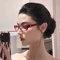 Винтажные красные очки «кошачий глаз» для женщин, крутые простые очки Pure Desire для близорукости, подходят для квадратного и круглого лица.