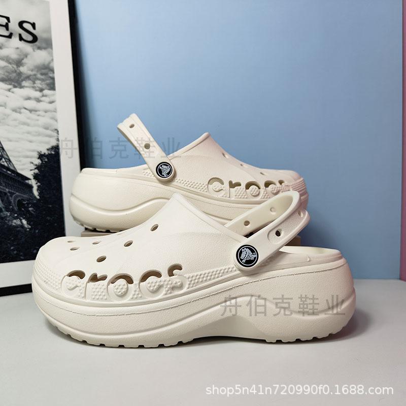 Cross Beiya Cloud Hole Shoes for Women, Thick-Soled, Height-Increasing, Summer Non-Slip Breathable Outdoor Beach Closed-Toe Sandals