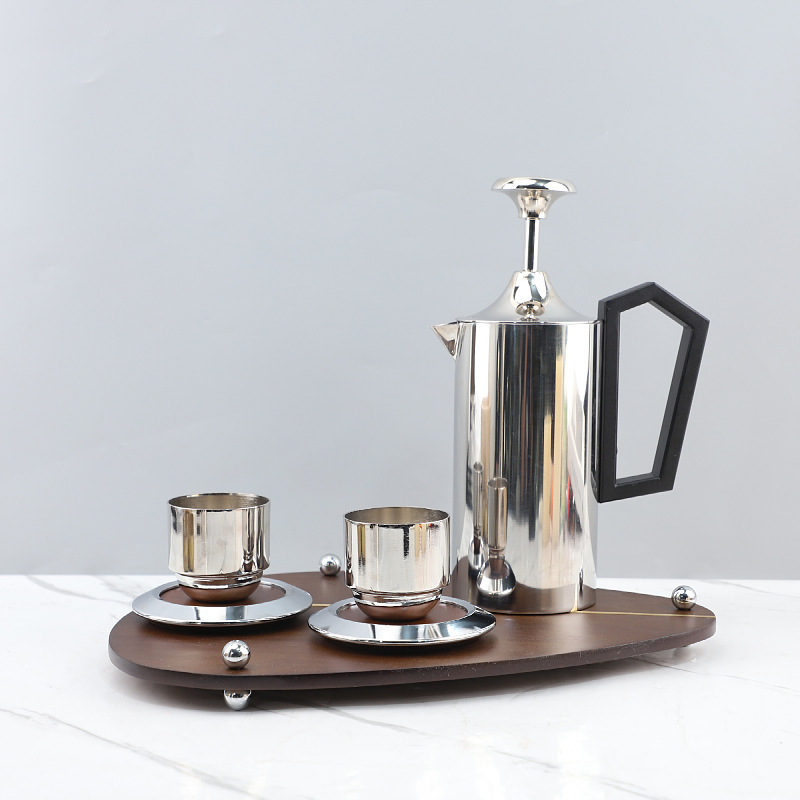 Modern Simple Stainless Steel Coffee Pot Coffee Cup Decorative Water Kettle Cafe B&B Hotel Soft Decoration Home Accessories