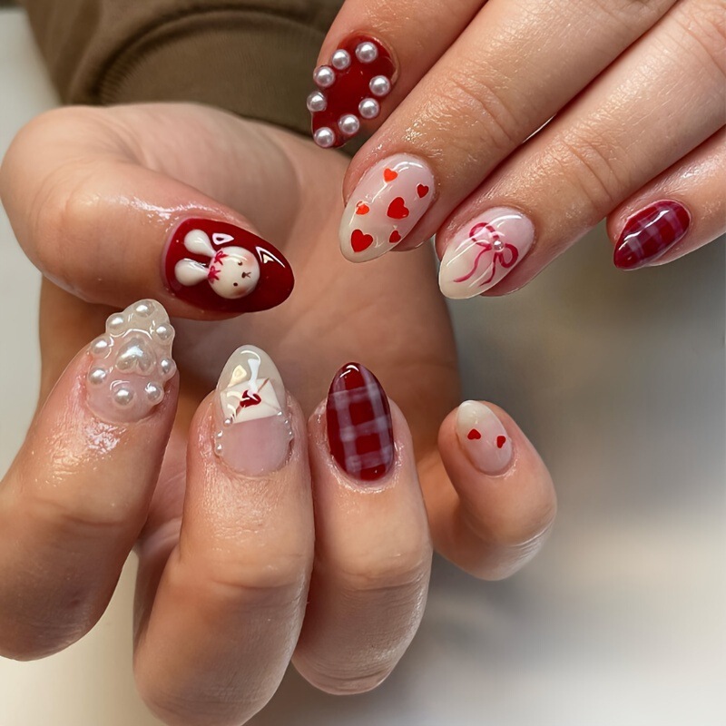 Cross-Border Popular Christmas and Easter Wearable Nails Cartoon Bunny and Plaid 24-Piece Oval Wearable Nails Cross-Border Popular Christmas and Easter Wearable Nails Cartoon Bunny and Plaid 24-Piece Oval Wearable Nails