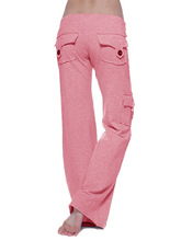 I 14357 Elastic Waist Button Pocket Yoga Pants ������٤��