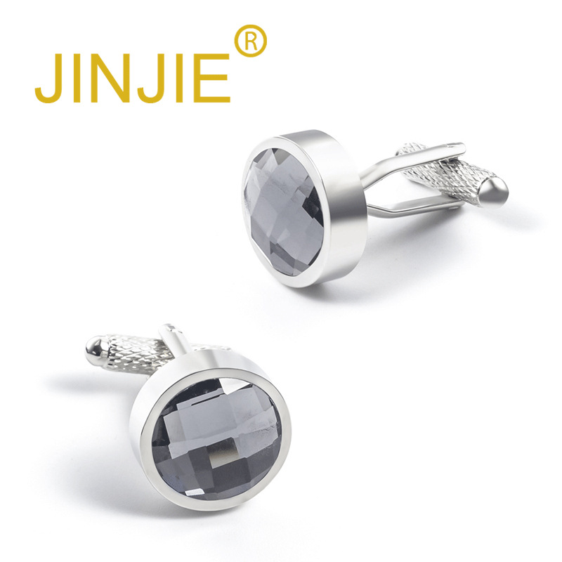 New high-end rhombus blue and gray zirconium water drill gemstone cufflinks for men, French-style cufflinks wholesale