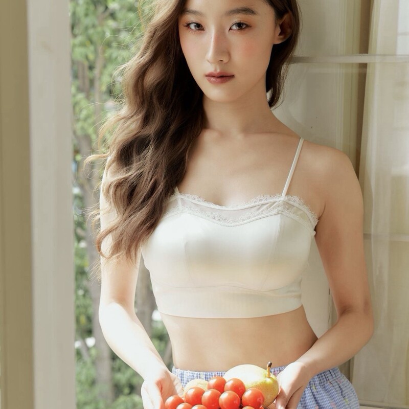 Meiyuexin 33610 Light Luxury Satin Seamless Beautiful Back Eyelash Lace Splicing Breathable Mesh Cup Pressure-Free Underwear for Women