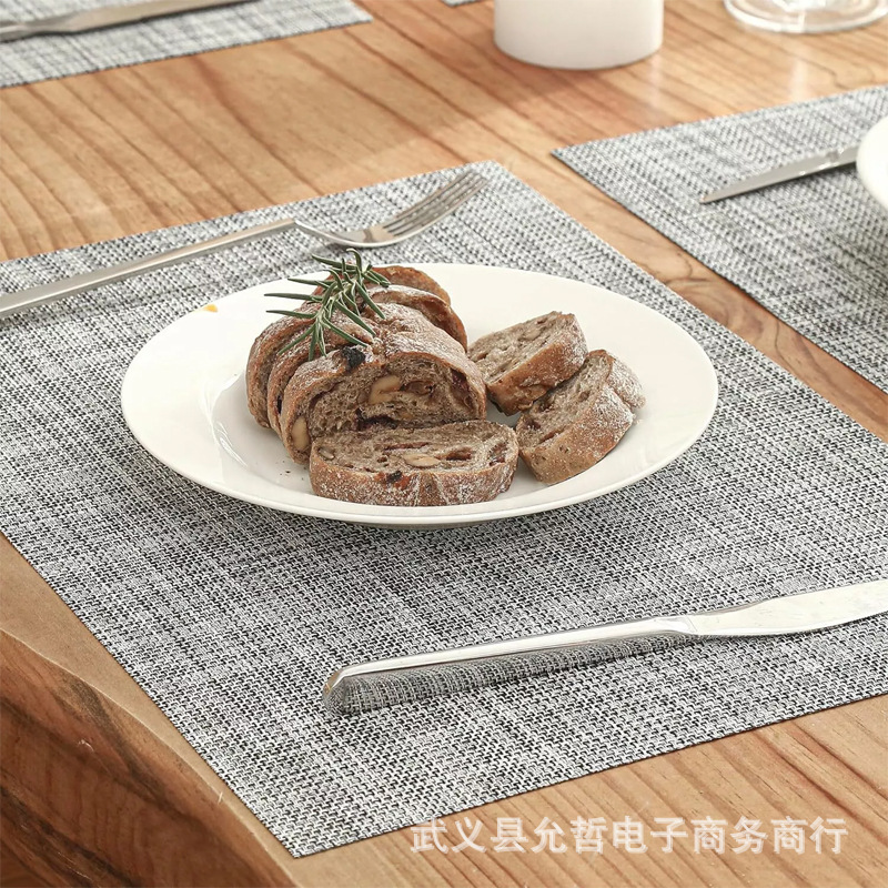 일본 복고풍 PVC 짠 플레이스 매트 크로스 보더 컵 받침 서양 음식 매트 접시 매트 절연 모조 린넨 식탁 매트 도매