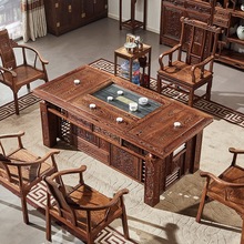 3l鸡翅木茶桌椅组合茶几茶具套装雕花新中式实木办公室红木茶台书