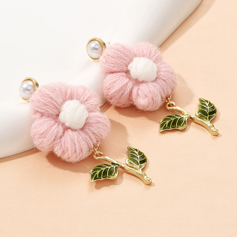 Simple Style Flower Cloth Inlay Artificial Pearls Womenu0027S Drop Earrings 1 Pair