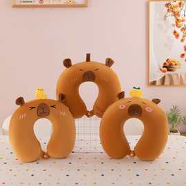 新款卡皮巴拉水豚u型枕护颈枕卡通飞机旅行枕靠枕车用颈枕午睡枕