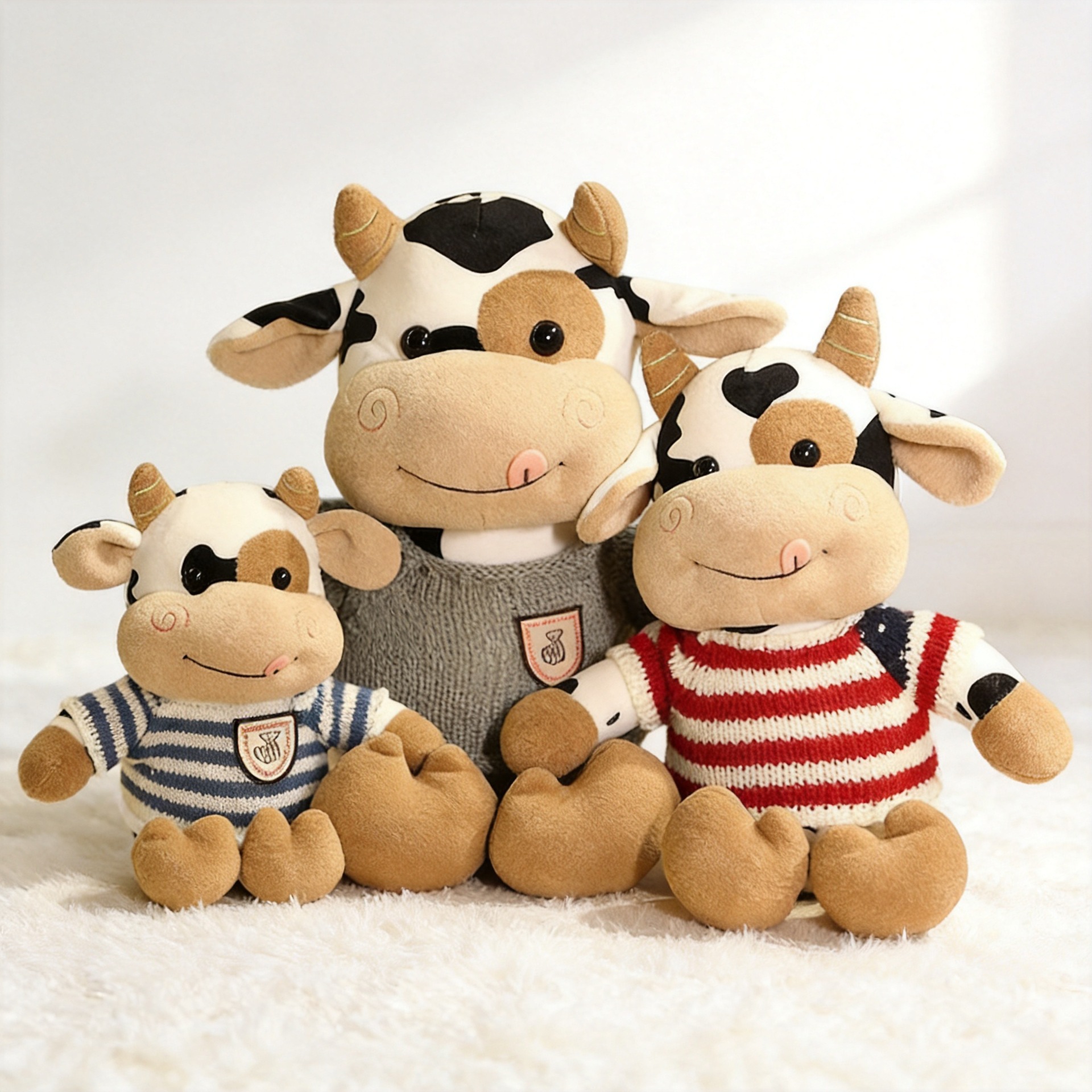 Cute vaca muñeca vestido ternera juguetes de peluche zodiacal año buey mascota muñeca de tela impresa LOGO
