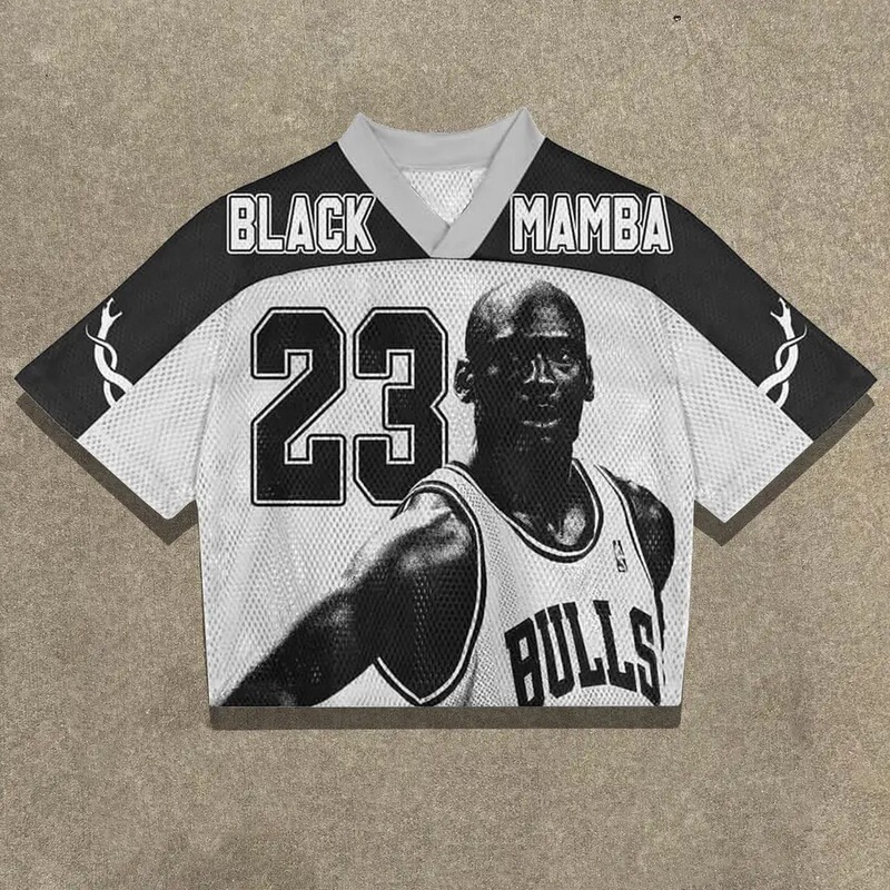 American Jersey Y2K Clothing for Men and Women Harajuku Hip-Hop Graphic Oversized T-Shirt Baseball Jersey V-Neck Short-Sleeved Top