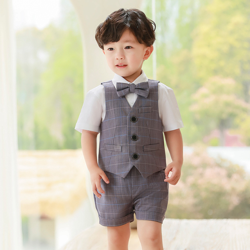 Traje de niño traje-vestido de un año de edad verano niño pequeño traje de bebé cumpleaños traje pequeño para niños boda niña de las flores