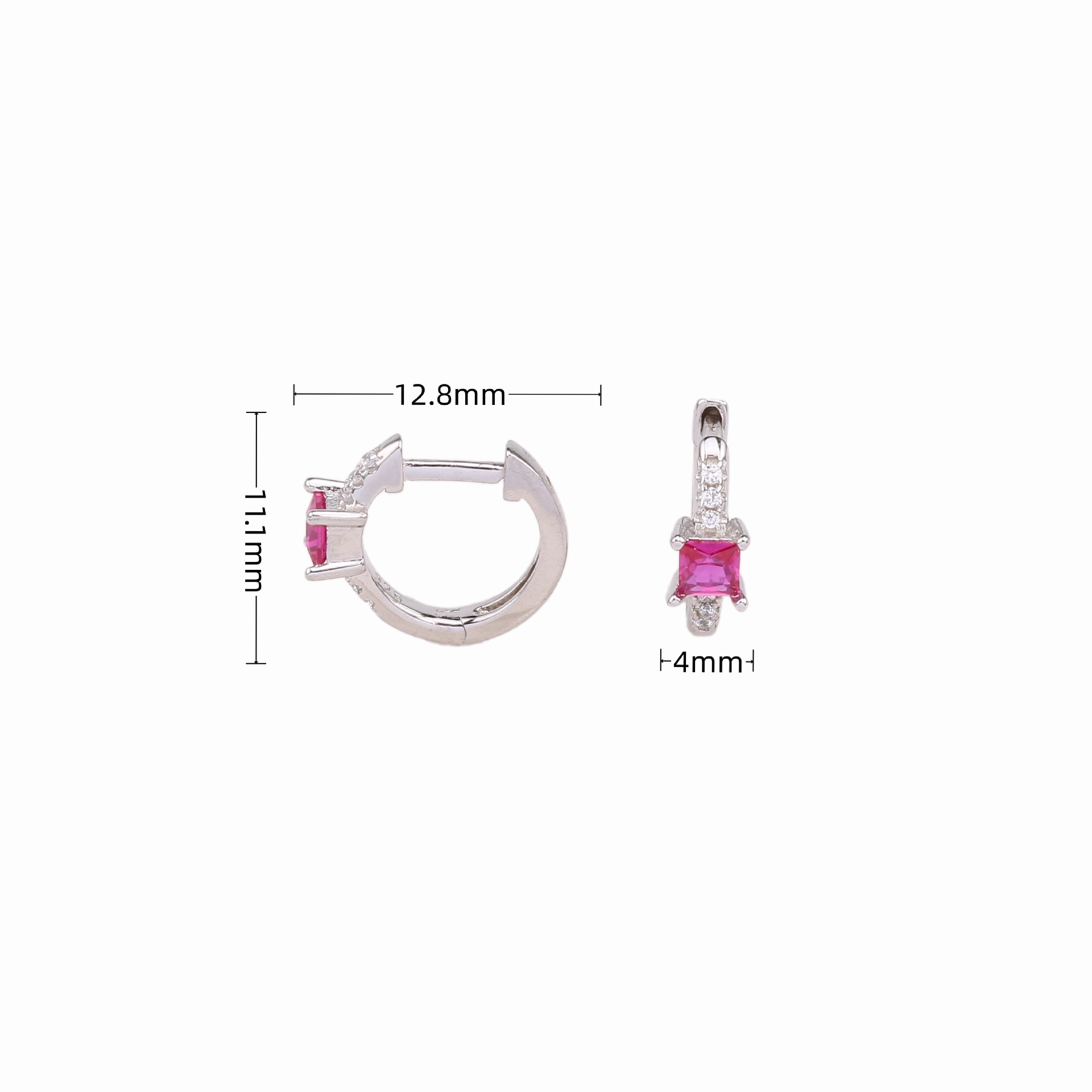 1 Paire Élégant Carré Argent Sterling Placage Incruster Zircon Or Blanc Plaqué Plaqué Or Des Boucles D'oreilles display picture 2