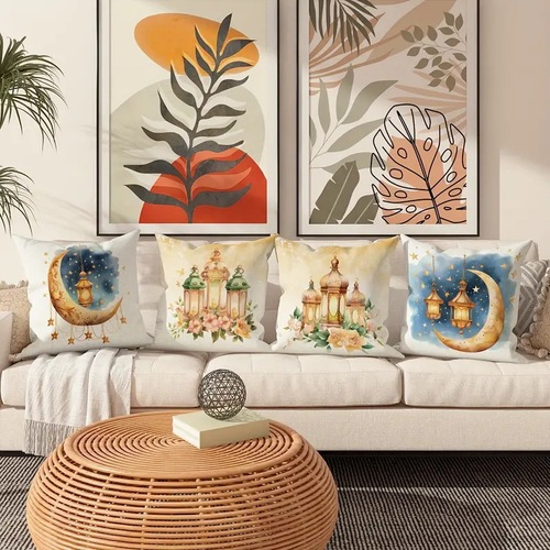New TEMU Moon and Stars Lantern Throw Pillow Cover Festival Sofa Cushion Cover Bedroom Pillow Cover Wholesale