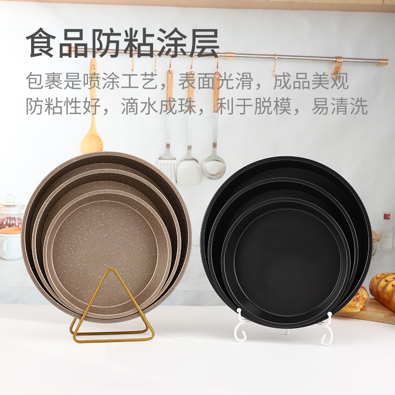 En stock transfronterizo Placa de PIZZA antiadherente ronda de acero al carbono PIZZA pan para hornear hogar molde de la torta herramienta para hornear traje image 5