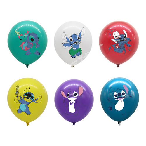 Stitch themed 12-inch latex printed balloon Lilo and Stitch suit balloon birthday party decoration balloon