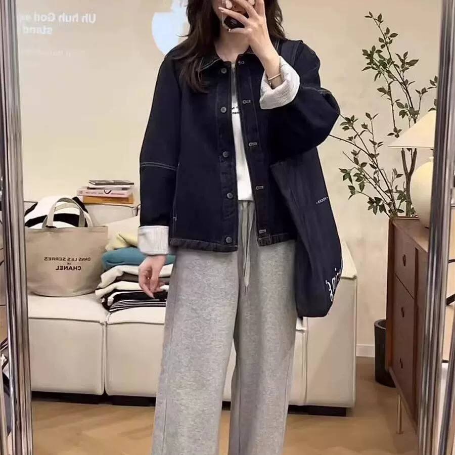 Осенняя джинсовая куртка для отдыха, oversize, свободный крой
