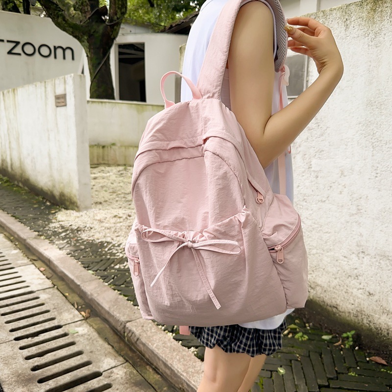 Xiulong School Season Junior High School Schoolbag Female Summer Fresh Girl Backpack College Style Solid Color Campus Backpack