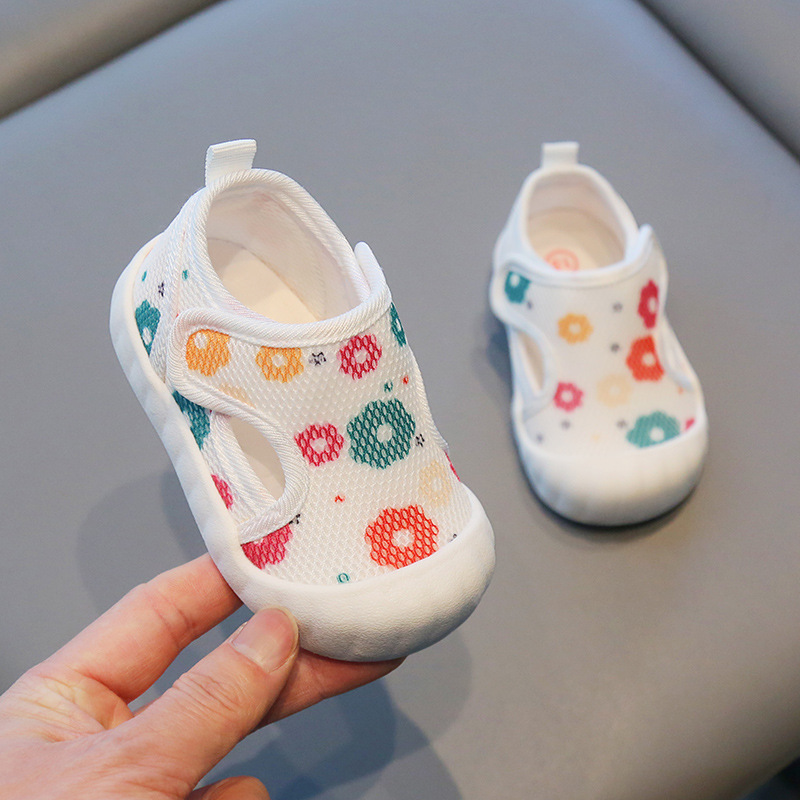 Zapatos de tela de malla para bebés primavera y otoño zapatos de una sola capa de fondo suave 1-2-3 años de edad zapatos para niños pequeños zapatos funcionales zapatos transpirables de primavera y otoño para niños