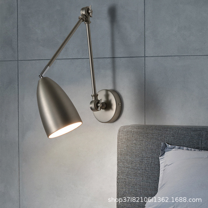 Cross-Border Hotel Room Bedroom Bedside Swing Arm Lamp Eye-Protection Study Reading Lamp Retro Industrial Lighting Wholesale Cross-Border Hotel Room Bedroom Bedside Swing Arm Lamp Eye-Protection Study Reading Lamp Retro Industrial Lighting Wholesale