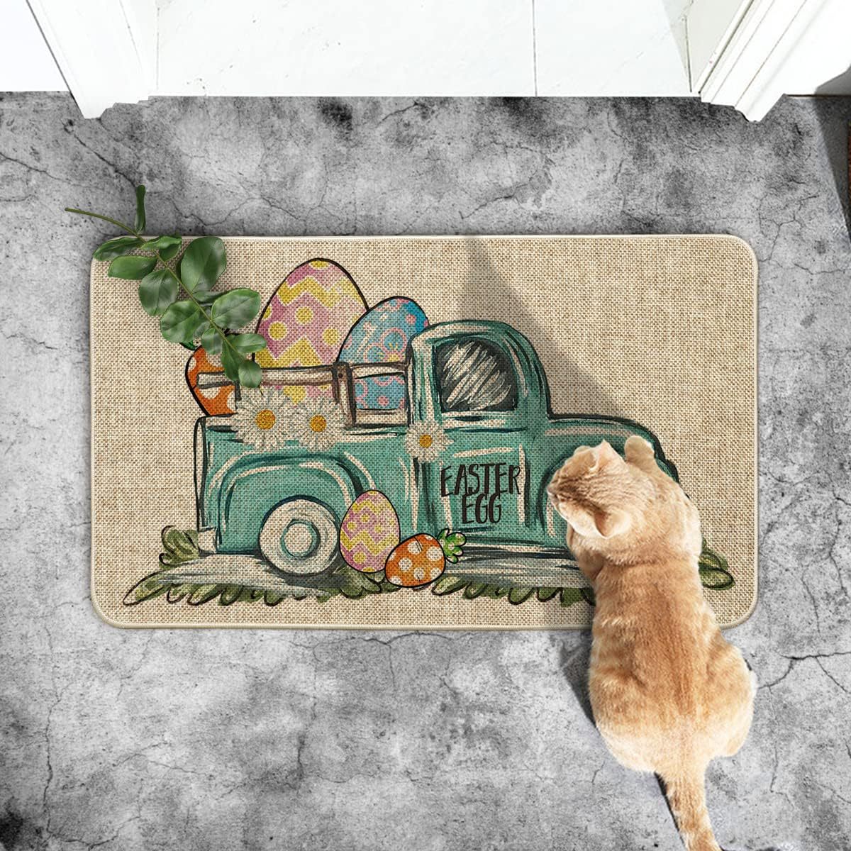 Transfronterizo de Amazon conejo de Pascua alfombra de piso decorativa Flor de camión alfombra de puerta de interior y exterior alfombra de pie de pasillo al por mayor