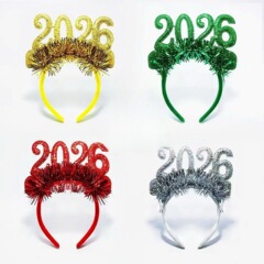 クロスボーダー新年2026年年越しカチューシャバーパーティーパーティー乱交グリッターカラーデジタルクリスマス子供大人ティアラ