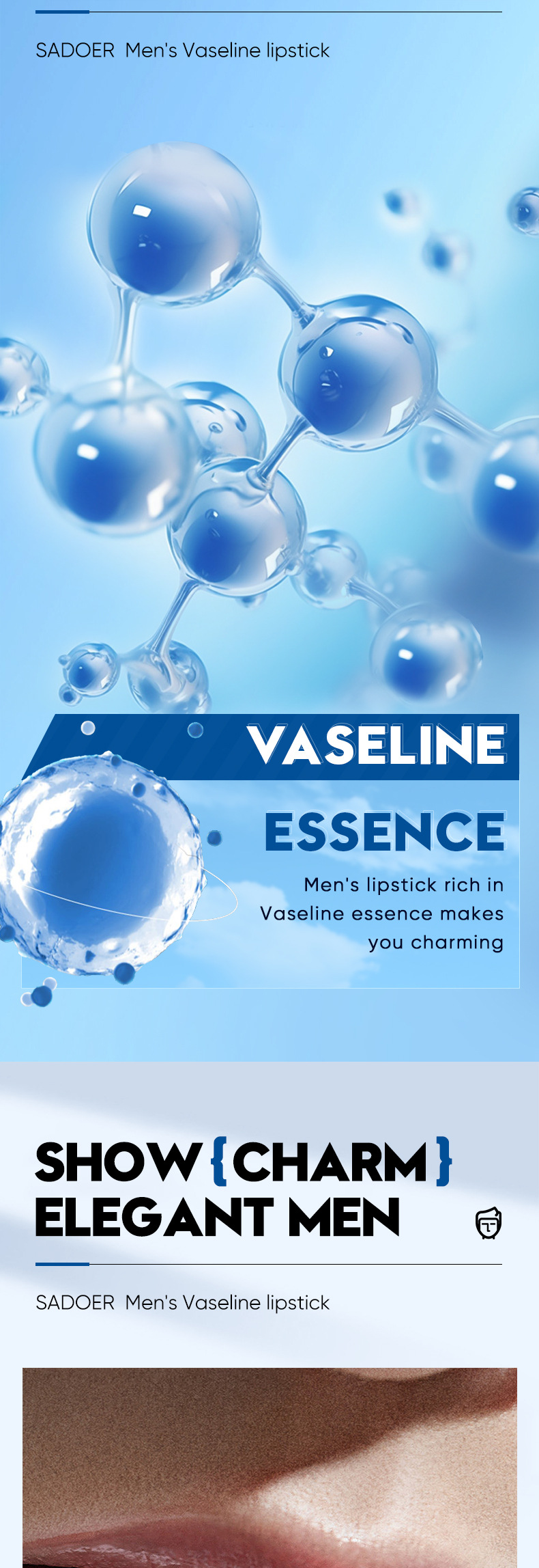 SADOER Alle Herre Squash Grass Carp Vaseline Læbestift Forbedrer Tør Hudplejeprodukter i Efterår og Vinter_voghion.com