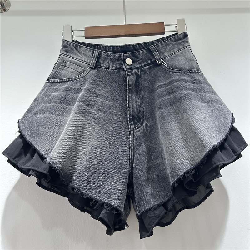 Shorts de Mezclilla de Pierna Ancha Cintura Alta para Verano