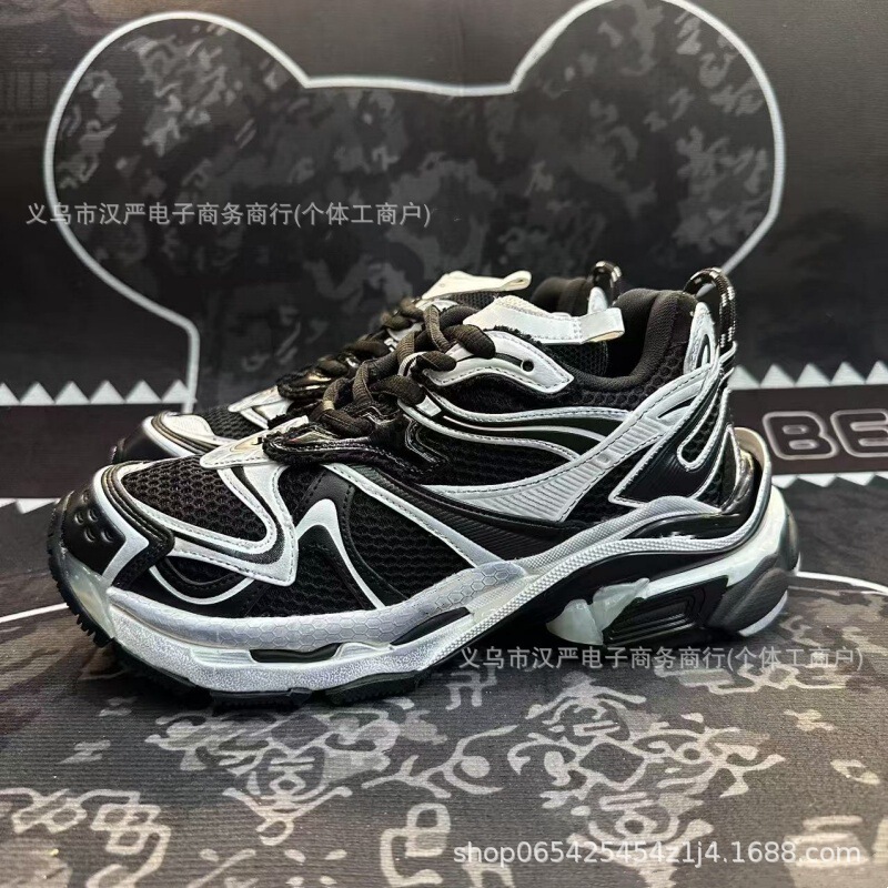 莆田鞋纯原巴黎runner破败风老爹鞋复古增高撕碎感透气男女运动鞋|undefined