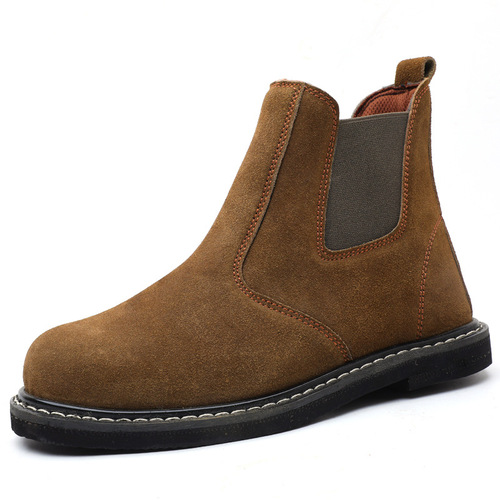 Safety shoes for men, electric welding flame-proof shoe with reverse grain cowhide upper and tire bottom, safety shoes with steel toe cap for welders