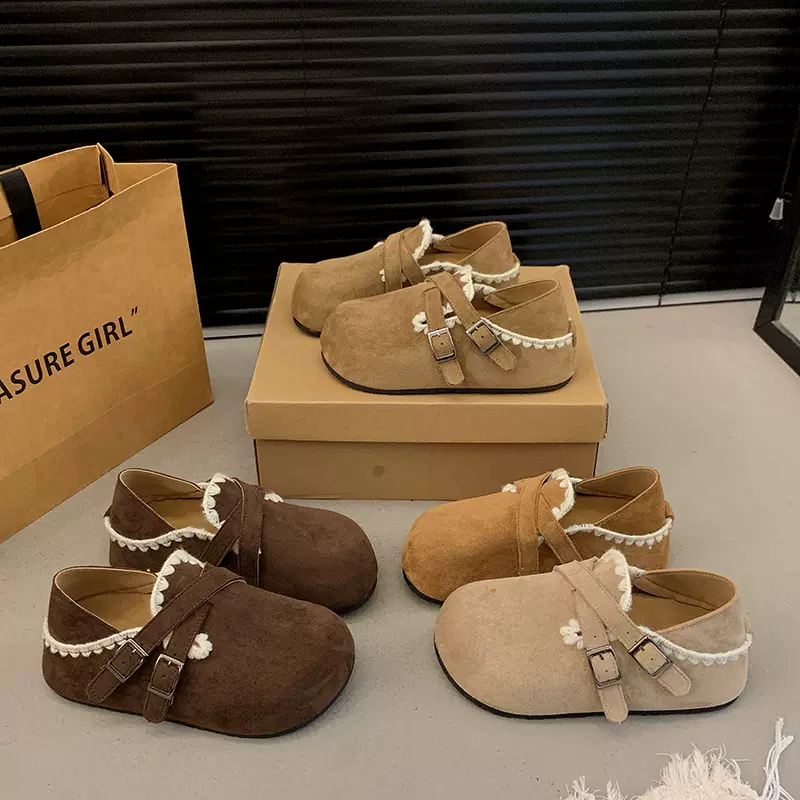 爆款厚底内增高全包勃肯鞋女外穿2025新款秋冬配裙子休闲加绒单鞋