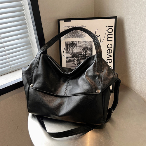 2024 New Model Women's Foreign Trade Large Capacity Fashion Versatile Shoulder and Crossbody Bag Trendy Solid Color Women's Handbag
