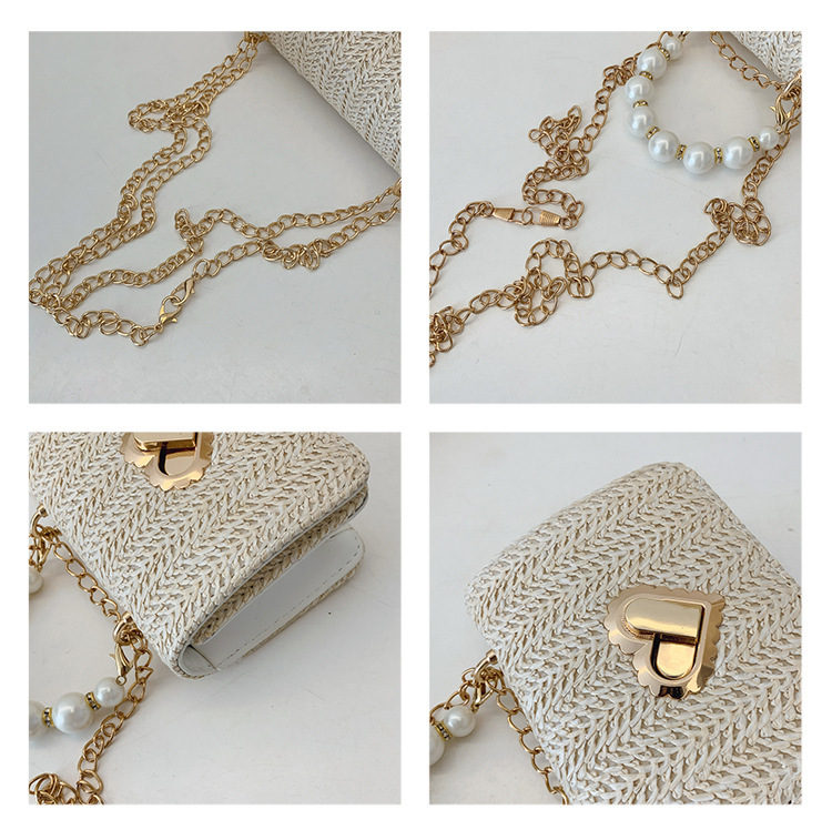 112g Weight Sewing Thread Fashion Element Lock clasp Closure Type Single Shoulder Strap Strap Type Straw Bag Bags Type Casual Occasion Straw Material Solid Color Pattern Spring&Summer Season Women's Gender Vacation Style Square Shape Women's Straw Solid Color Vacation Sewing Thread Square Lock Clasp Straw Bag 1