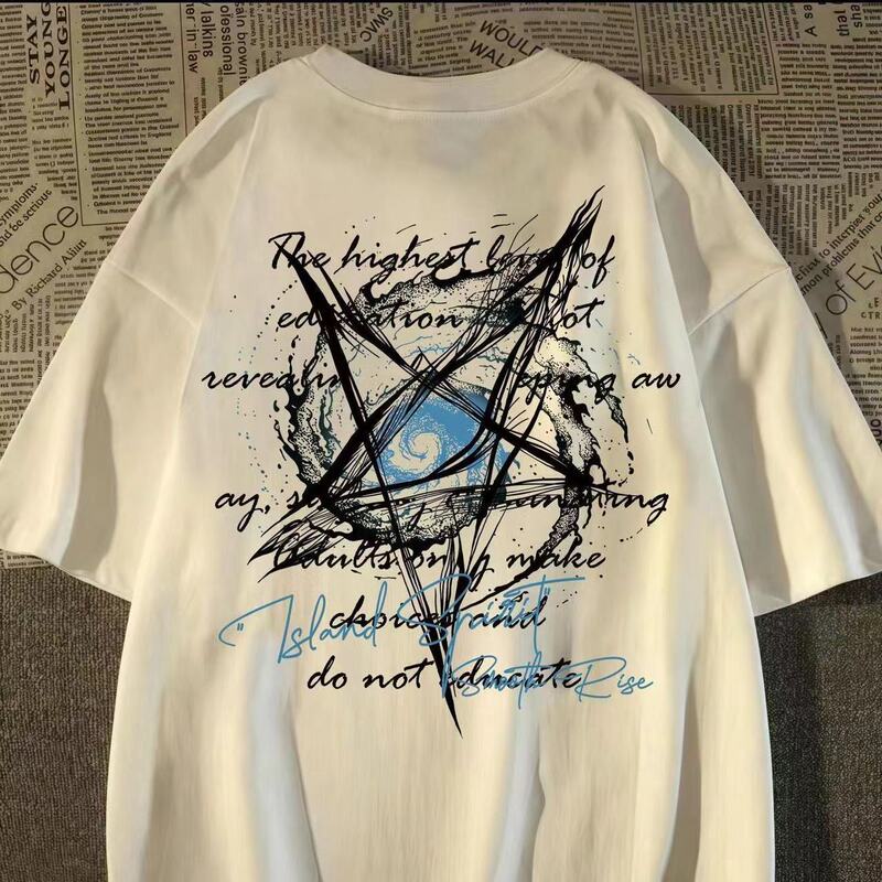 American High Street Short-Sleeved Men's Summer Hip-Hop Cool Ins Trendy Brand T-Shirt for Teenagers Loose Half-Sleeved Design Top