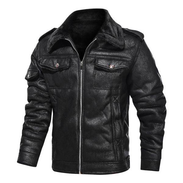 Demi-season combined fleece men's jacket with zipper