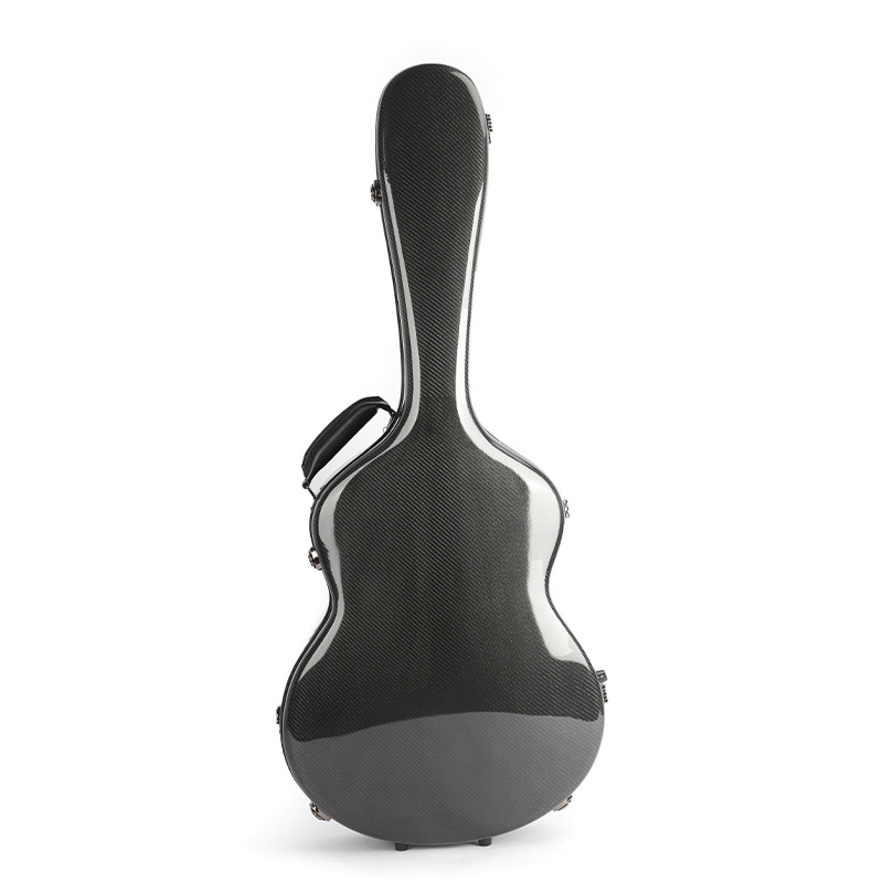 Factory wholesale high-grade carbon fiber guitar case OM barrel guitar case black hard shell compressive shockproof waterproof piano case