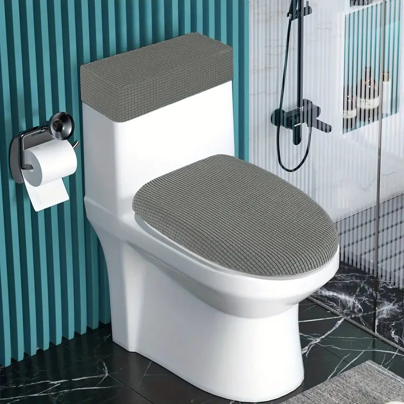 Verdickte Toilettensitzbezug aus Maisseide mit Jacquardmuster, Wassertankabdeckung, Hotel- und Hausbedarf, universelle elastische Toilettendeckelbezug