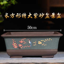 宜兴紫砂花盆长方盆景盆君子兰陶瓷花盆盆景花盆方形花盆室内花盆