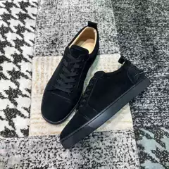 Guangzhou Shoes European Station Leather CL Letter Red Bottom Black Sneakers Spring and Autumn New Trendy Shoes Casual Shoes Personalized Men's Shoes