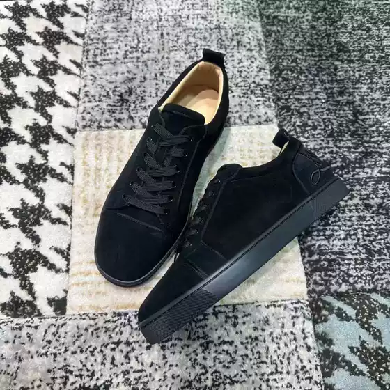 Guangzhou Shoes European Station Leather CL Letter Red Bottom Black Sneakers Spring and Autumn New Trendy Shoes Casual Shoes Personalized Men's Shoes