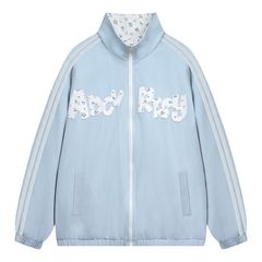 韩系两面穿碎花外套女学生设计感小众休闲宽松开衫夹克上衣春秋潮