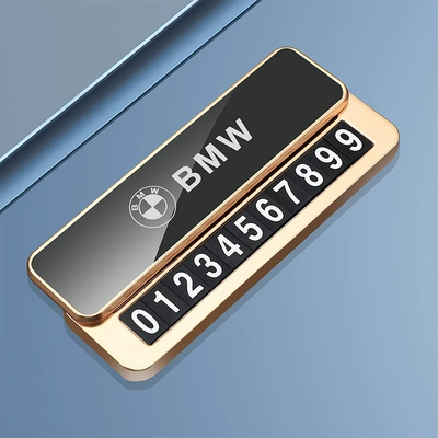 Phone Number Plate, Classy — Nömrəli dayanma kartı - bmw-sliding-hidden-alloy-model-gold