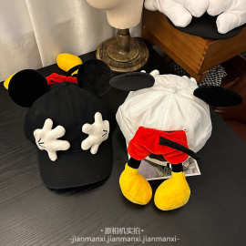 2025新款小手掌弯檐后公仔棒球帽卡通可爱米奇耳朵遮阳鸭舌帽子女